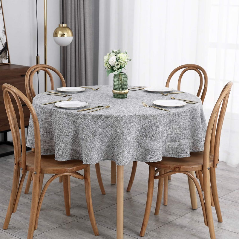 maxmill Flaxy Faux Linen Tablecloth with 2-Tone Slubby Texture Wrinkle Resistant Anti-Shrink Soft Table Cloth for Kitchen Dining Restaurant Tabletop for Event Dinner Round 70 Inch Light Gray - Image 1